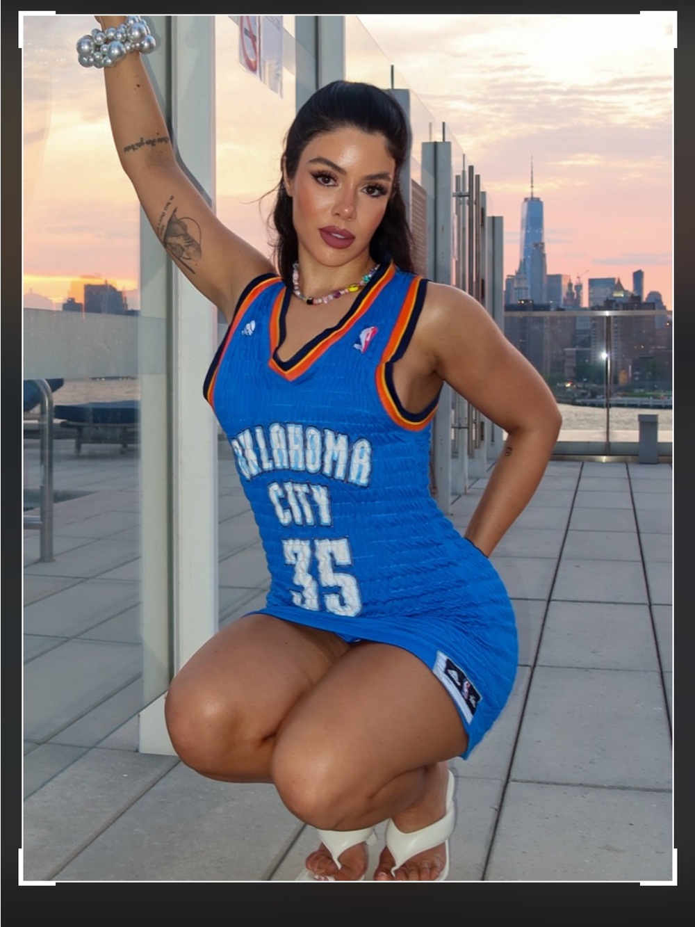 Conner Ives Oklahoma City Blue Ribbed Jersey Slip Dress - Blue